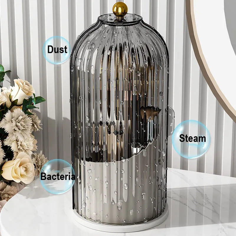 360° Rotating Makeup Brush Holder With Luxury Cosmetic Organizer