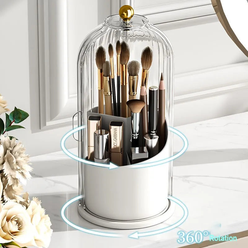 360° Rotating Makeup Brush Holder With Luxury Cosmetic Organizer