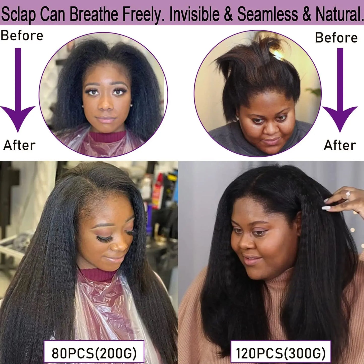 Kinky Straight Tape In Hair Extensions Human Hair Natural Black #1B Tape in Hair Extensions Real Remi Human Hair 16-26Inches