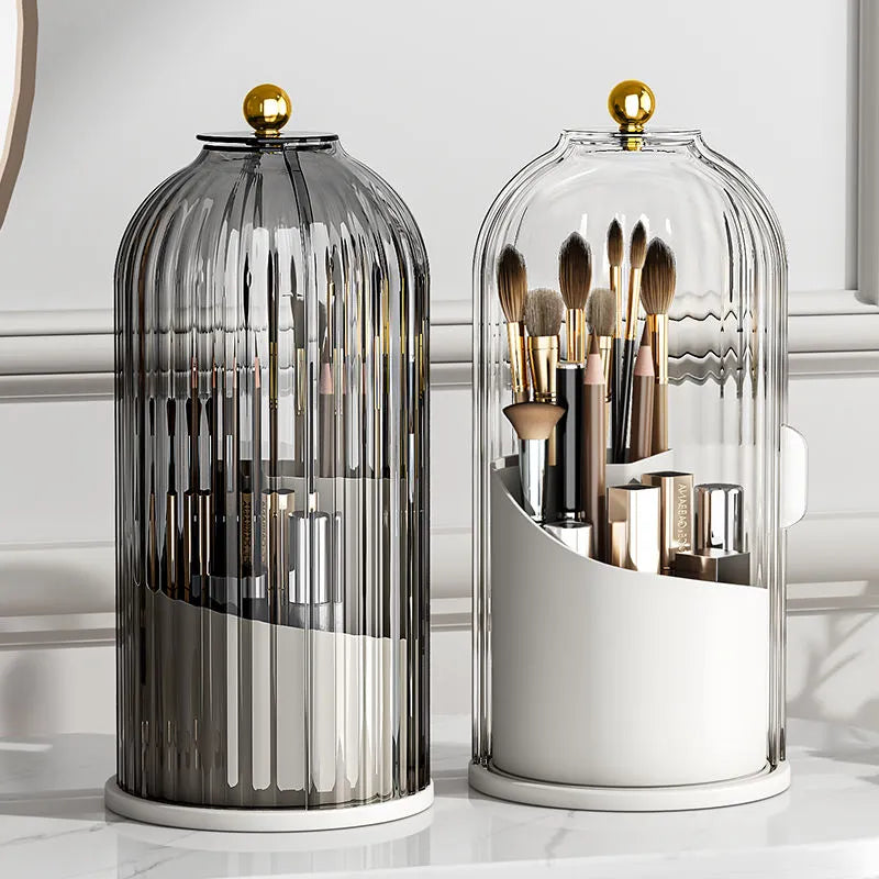 360° Rotating Makeup Brush Holder With Luxury Cosmetic Organizer