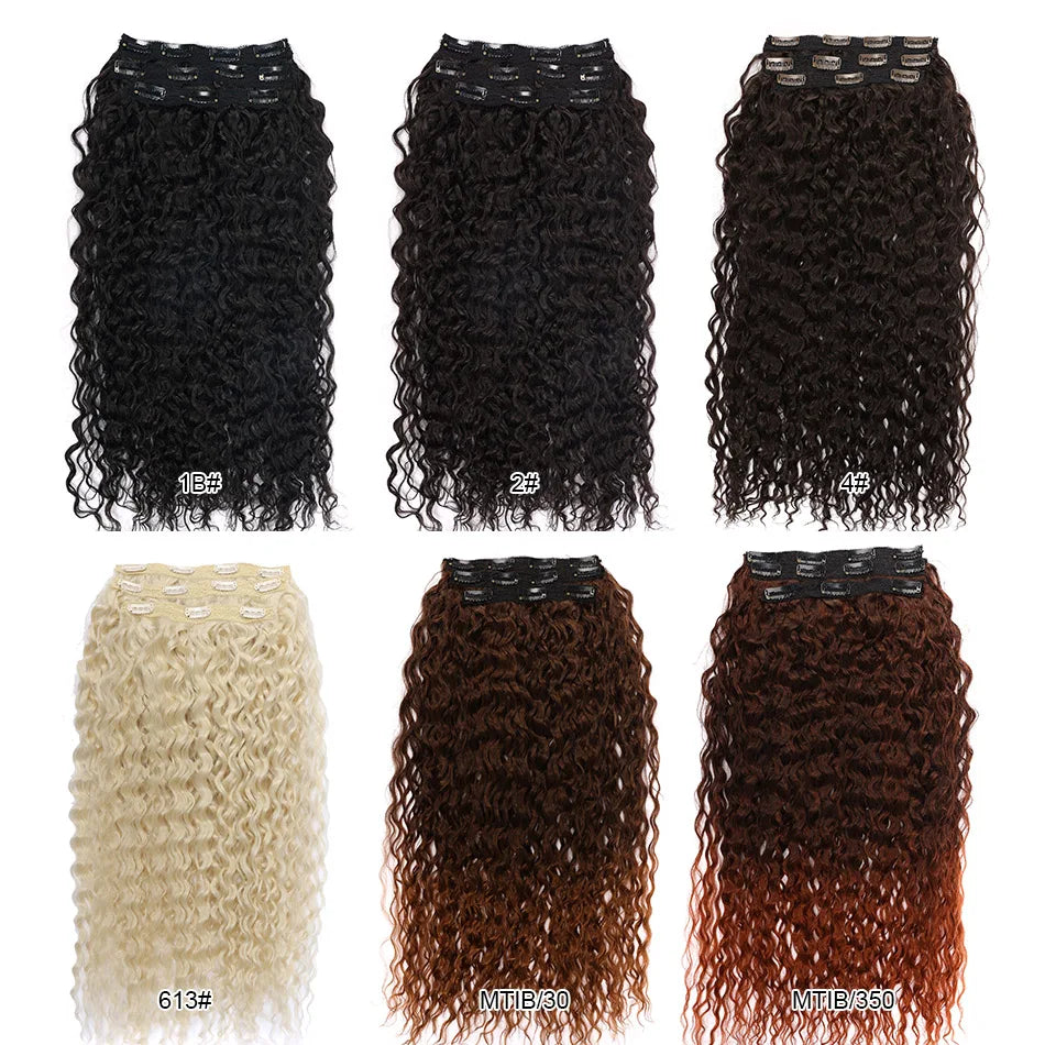 Kinky Curly Clip In Hair Extension Synthetic