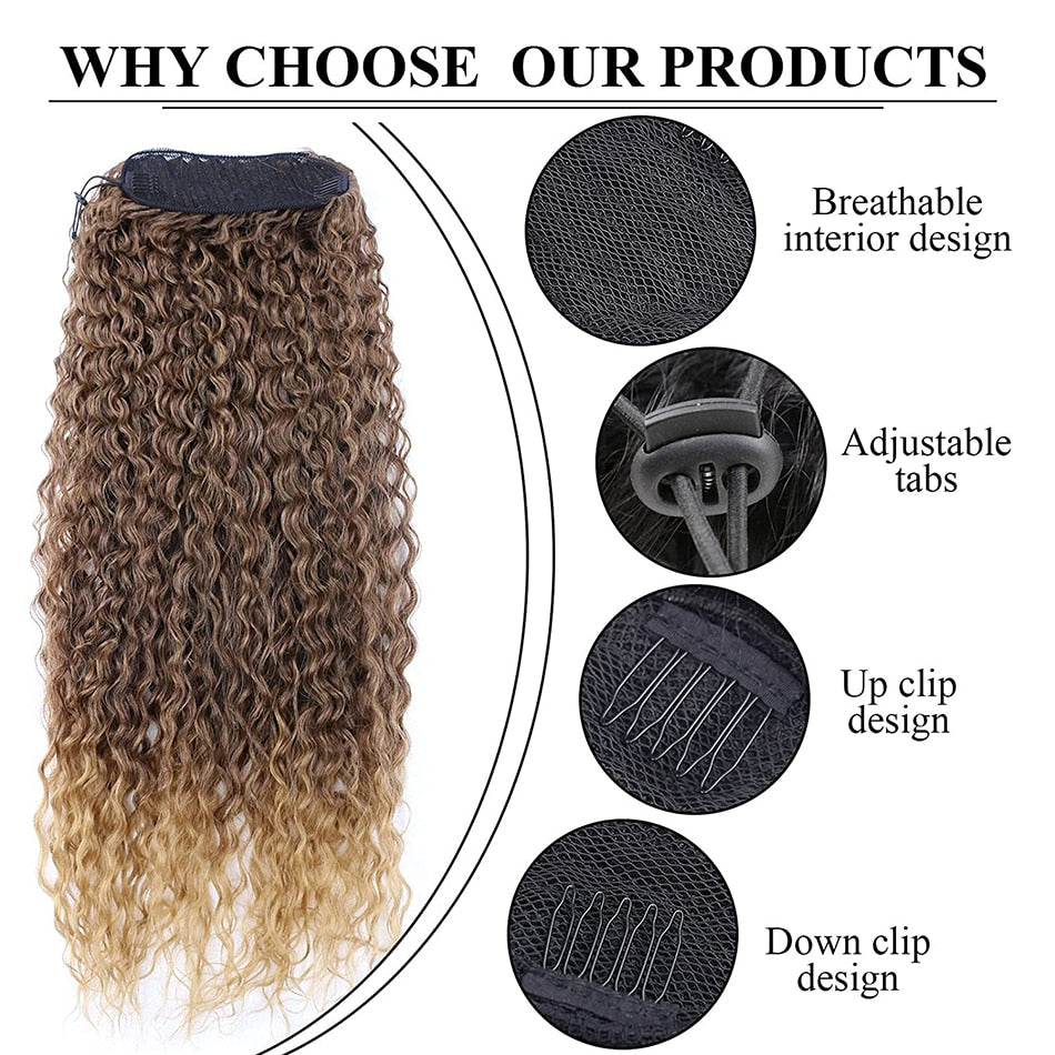 Curly Ponytail Extensions Synthetic  32Inch